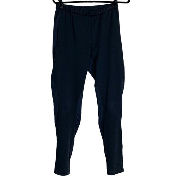 Black Track Pants MEDIUM Zip Ankle Pockets Thick Jersey 31" Inseam Vintage 80s - Picture 1 of 8